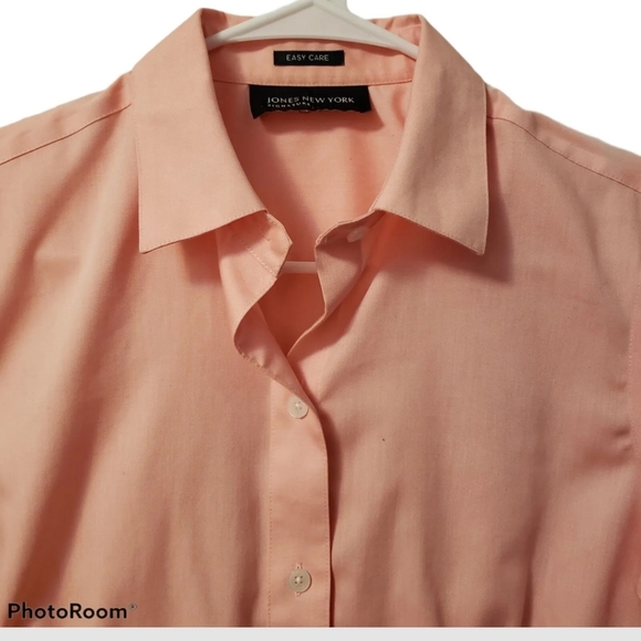 Jones New York ladies peach colored medium button up dress shirt. 383 - Picture 2 of 5